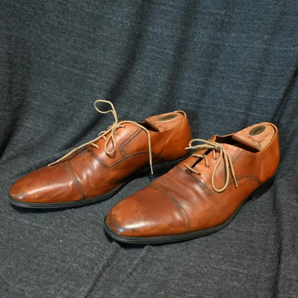 Cole Haan Men's 12M Jefferson Cap Toe Oxford Brown Leather Dress Shoes